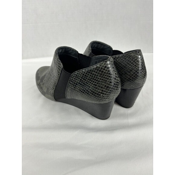 Vionic Stanton Wedge Ankle Boot Bootie Grey Black Snakeprint 8.5 Arch Support - Picture 4 of 12
